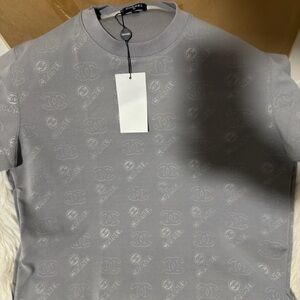 CHANEL Subtle Gray Monogram Tee